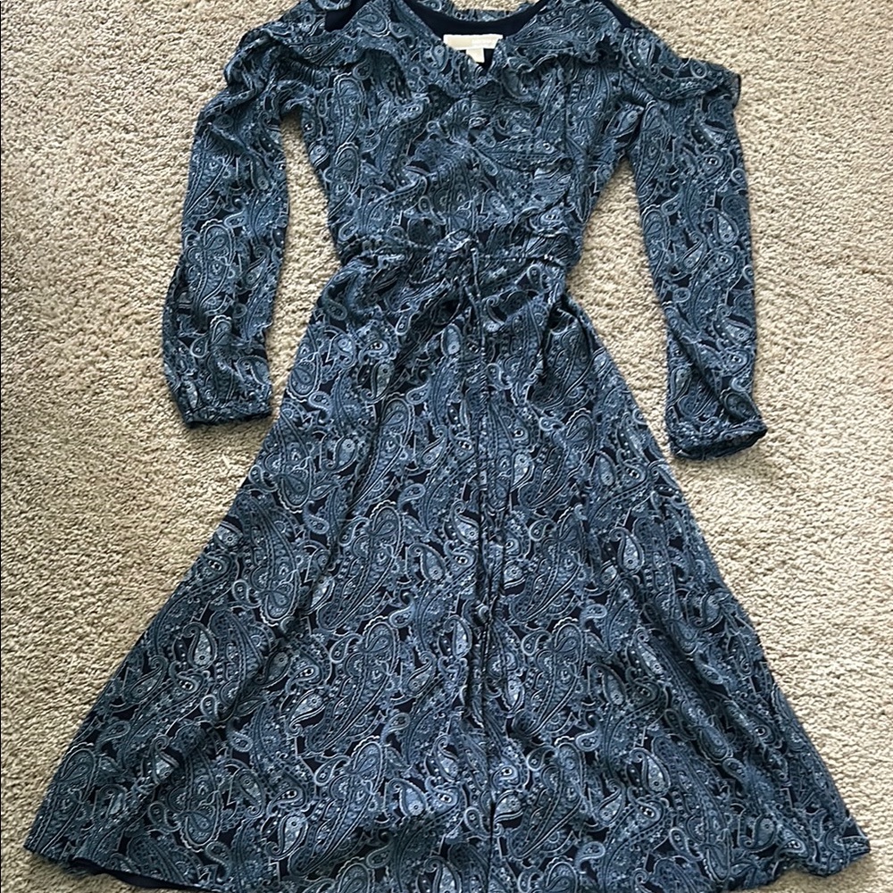 Michael Kors Blue Gray Wrap Sundress